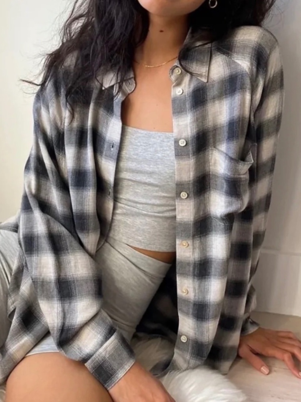 Aritzia Wilfred Free Boyfriend Button Up Plaid Shirt - Size M